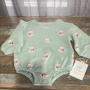 NWT Cloud Island Light Green Snowman Bodysuit